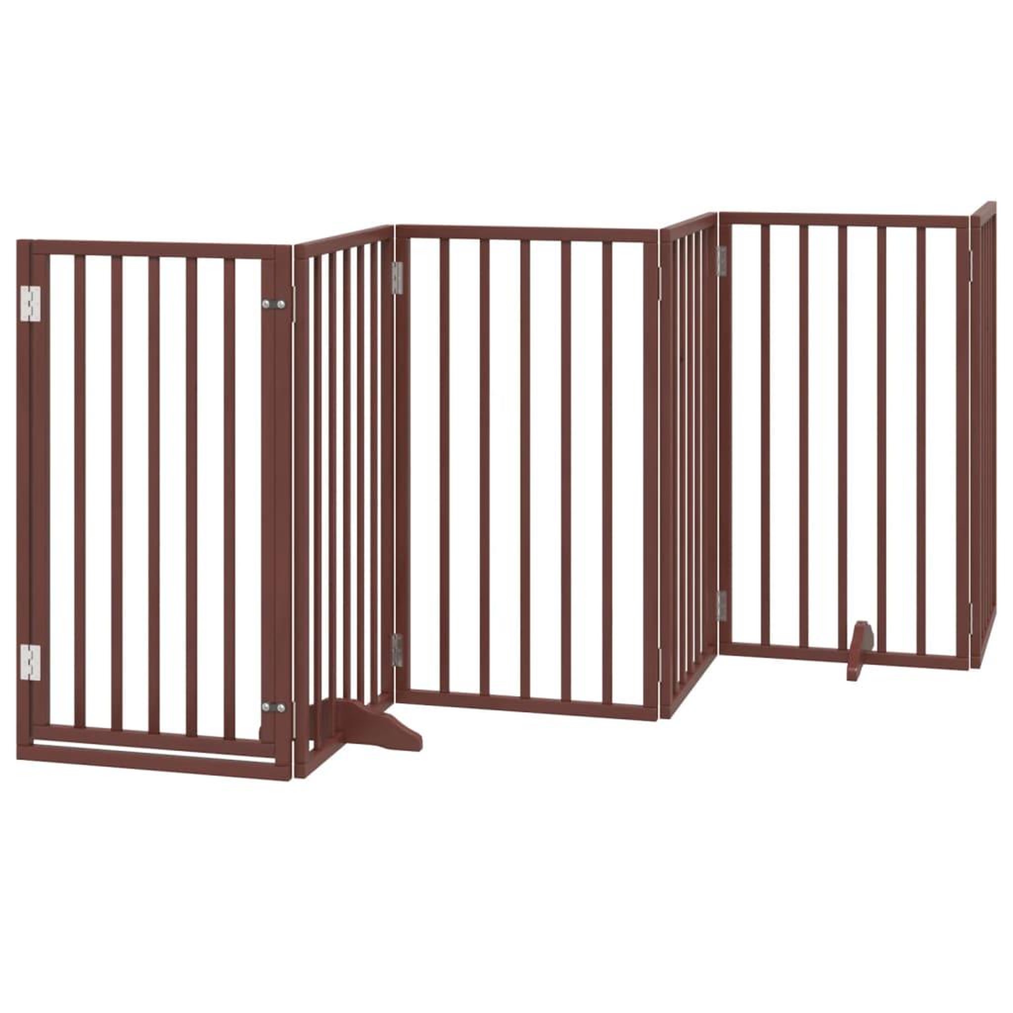 Voir la diapositive 2 : VIDAXL Barriere pour chiens avec porte 6 panneaux bois de peuplier