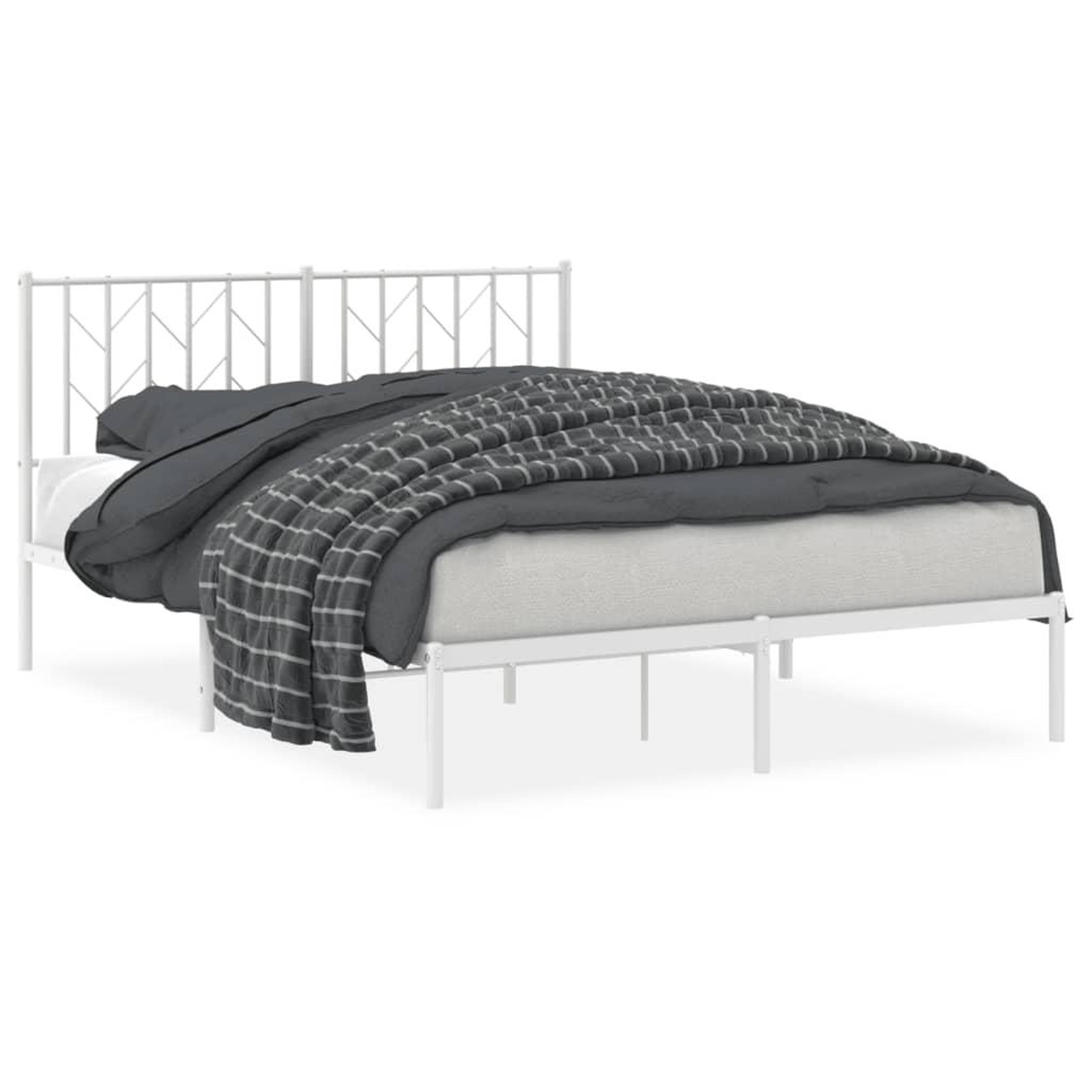Voir la diapositive 2 : VIDAXL Cadre de lit metal sans matelas et tete de lit blanc 140x190 cm