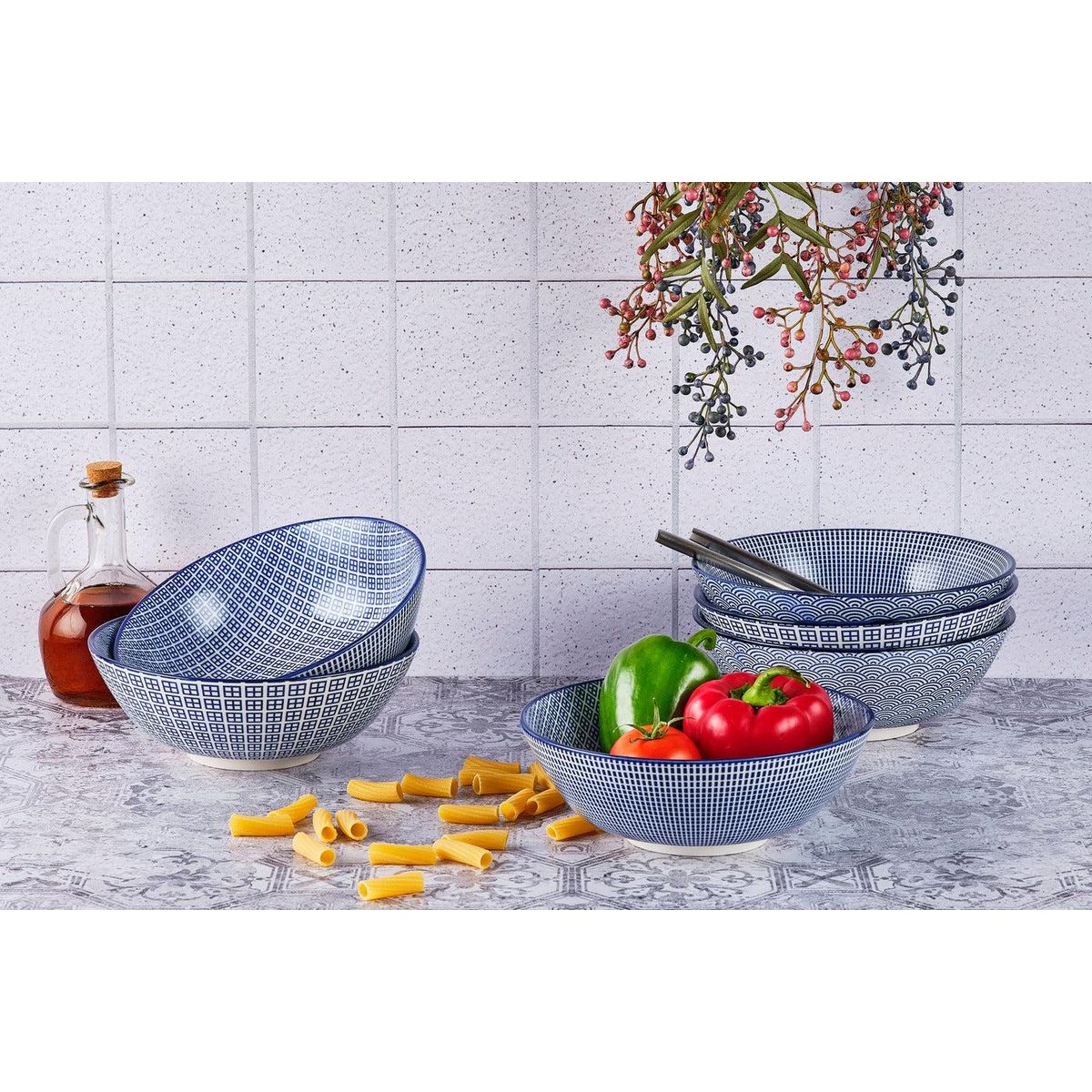 BJORN Bol PATTERN Ø21cm - 6 pièces - Dark blue