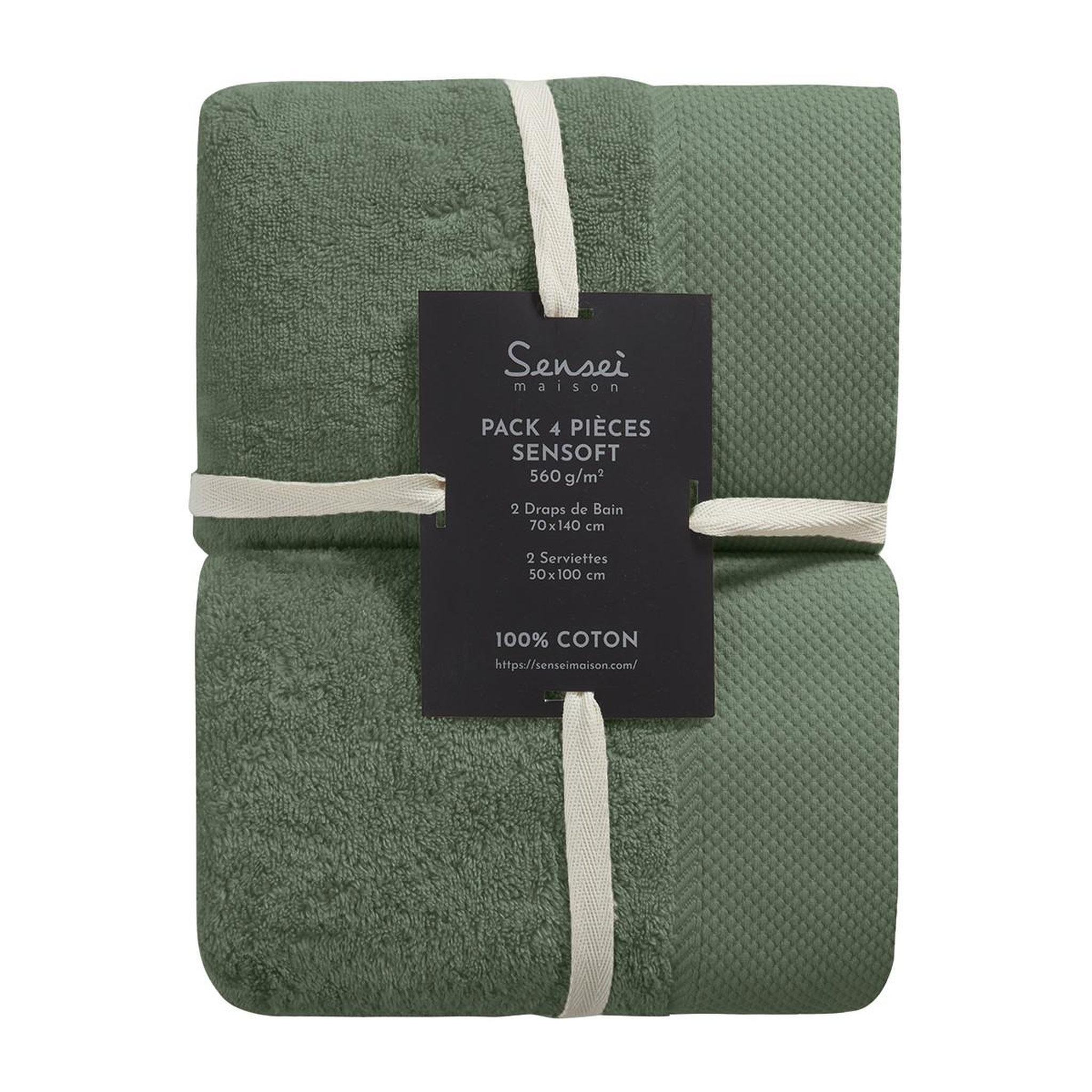 Voir la diapositive 4 : Sensei Maison Ensemble de bain 4 pièces Zéro Twist SENSOFT (2 draps de bain + 2 serviettes)