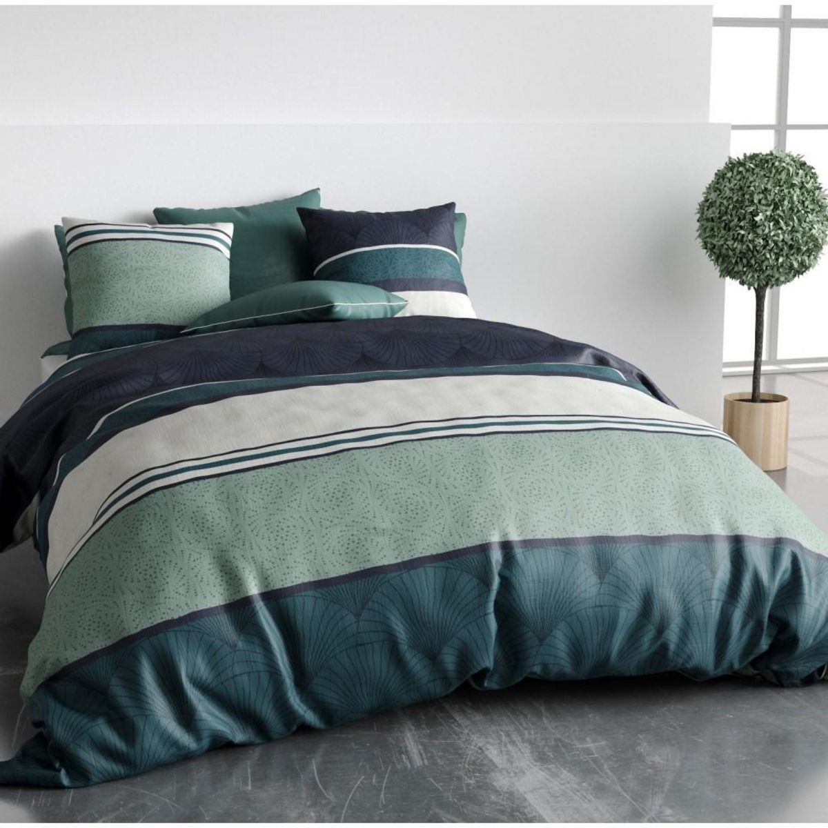 ATELIER DU COTON Housse de couette 240x220 ANTIKA + 2 taies coton 57 fils