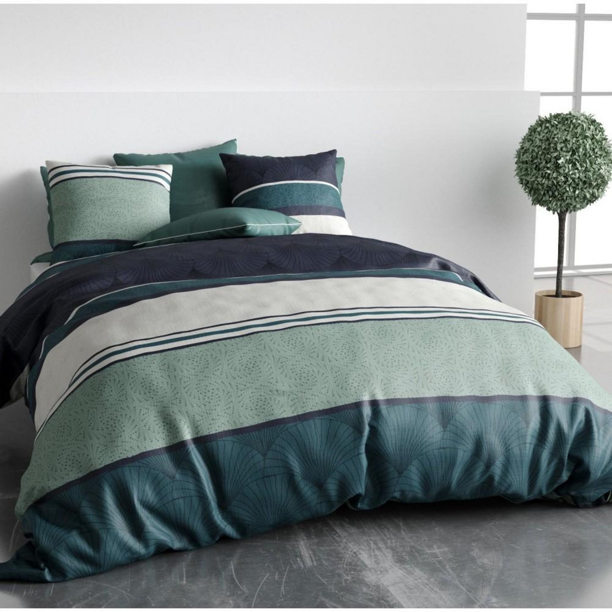 ATELIER DU COTON Housse de couette 240x220 ANTIKA + 2 taies coton 57 fils