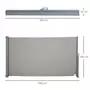 OUTSUNNY Store latéral brise-vue paravent rétractable alu. polyester anti-UV haute densité 280 g/m² gris