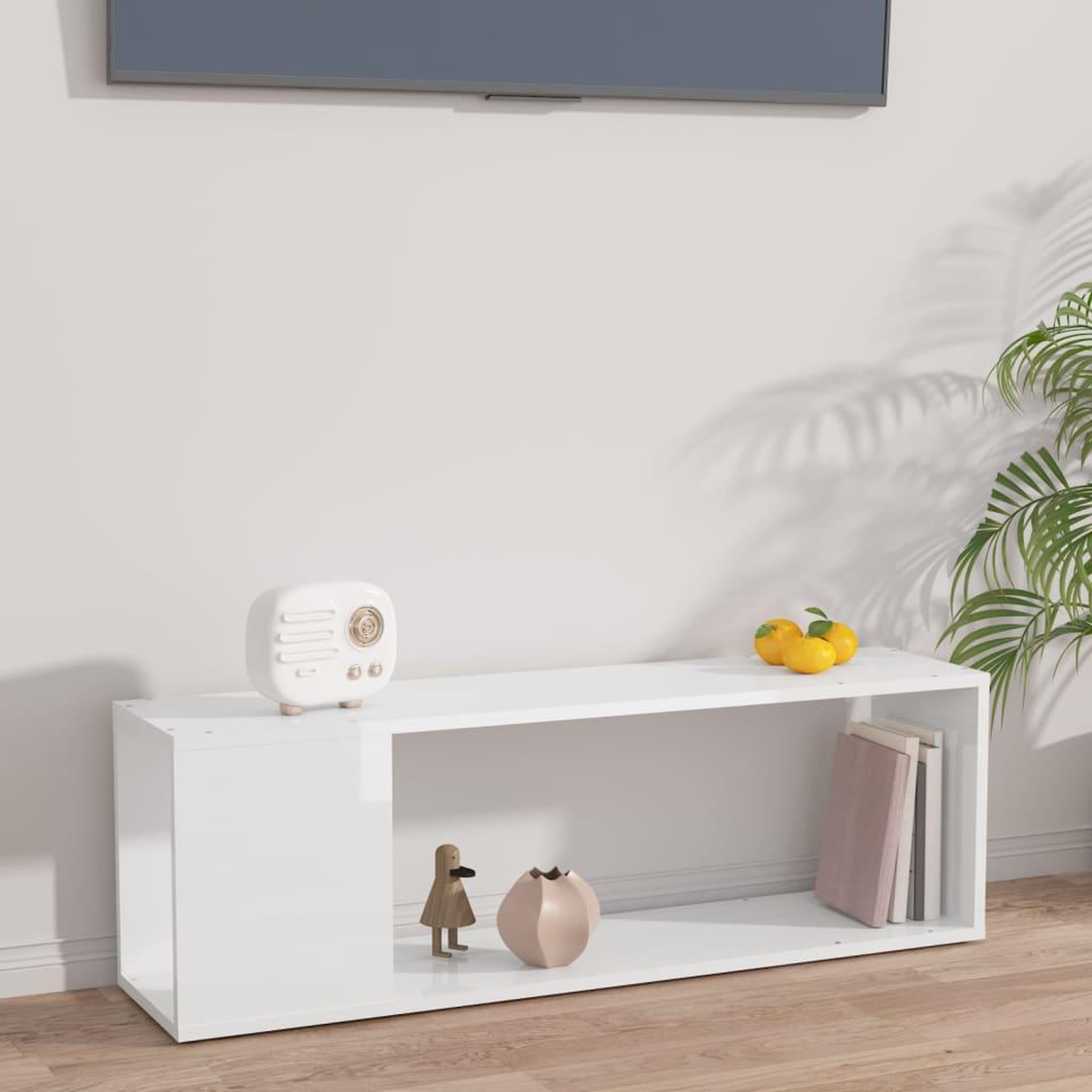 Voir la diapositive 1 : VIDAXL Meuble TV Blanc brillant 100x24x32 cm Bois d'ingenierie