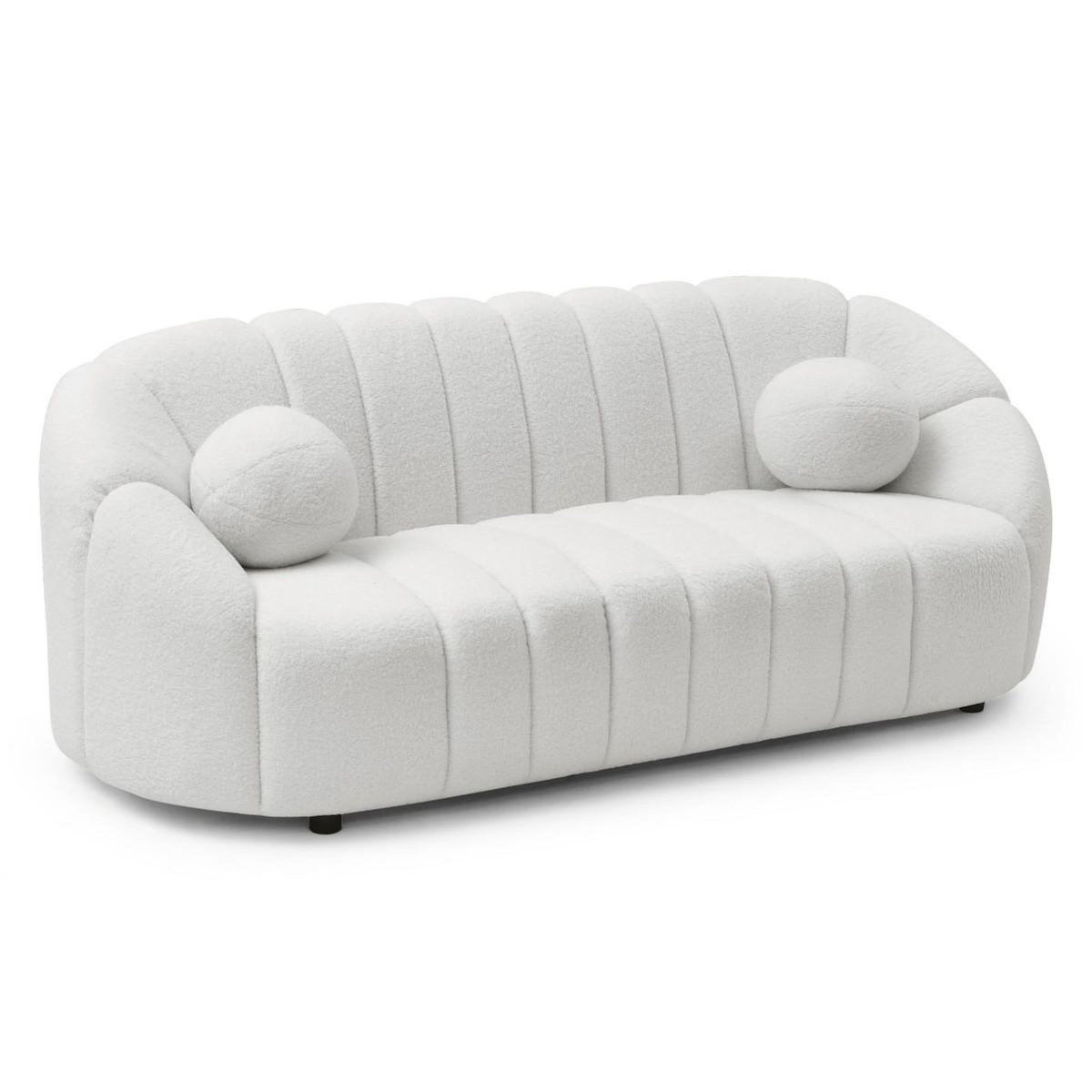 Paris Prix Canapé 3 places Bouclette  Spencer  201cm Blanc