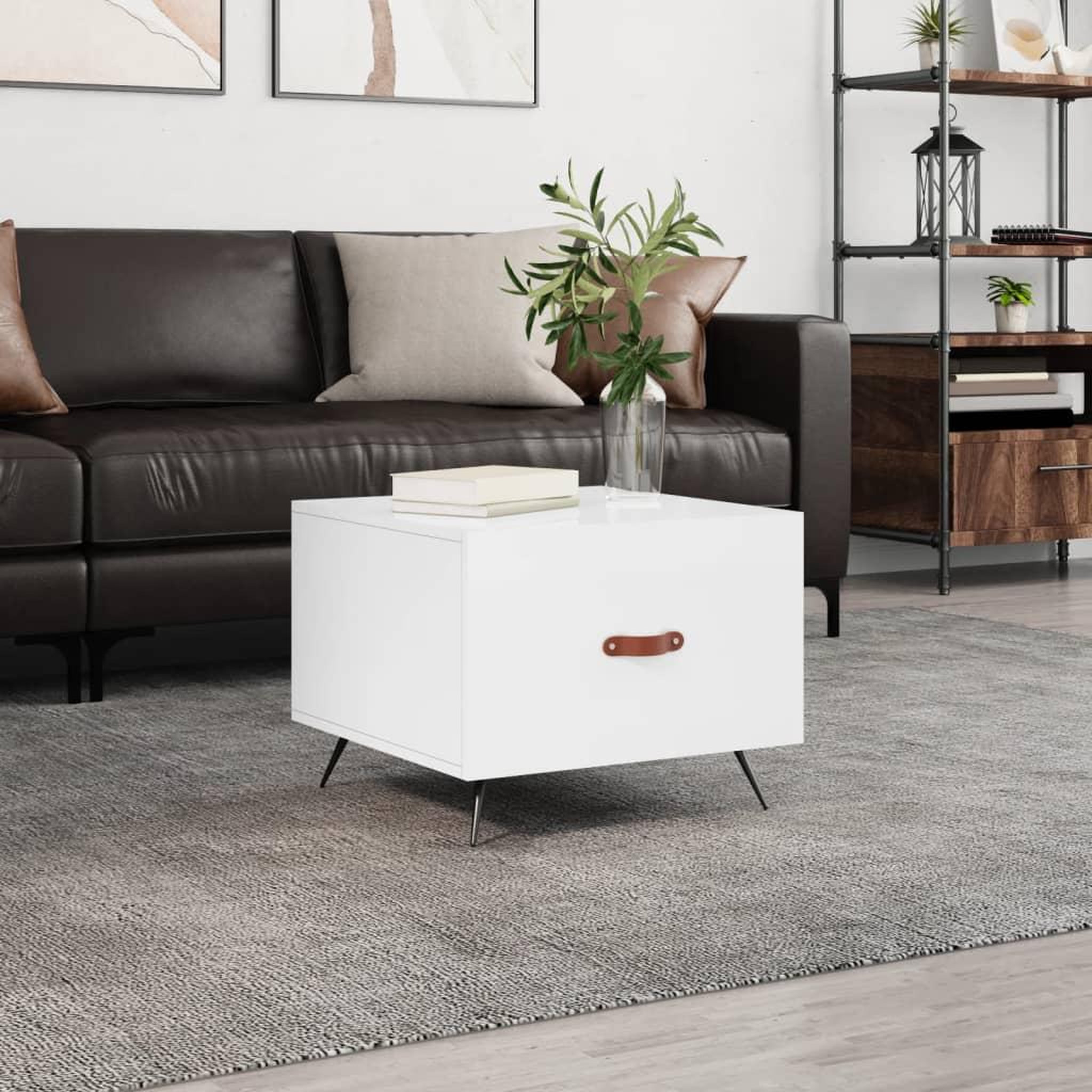 VIDAXL Table basse blanc brillant 50x50x40 cm bois d'ingenierie