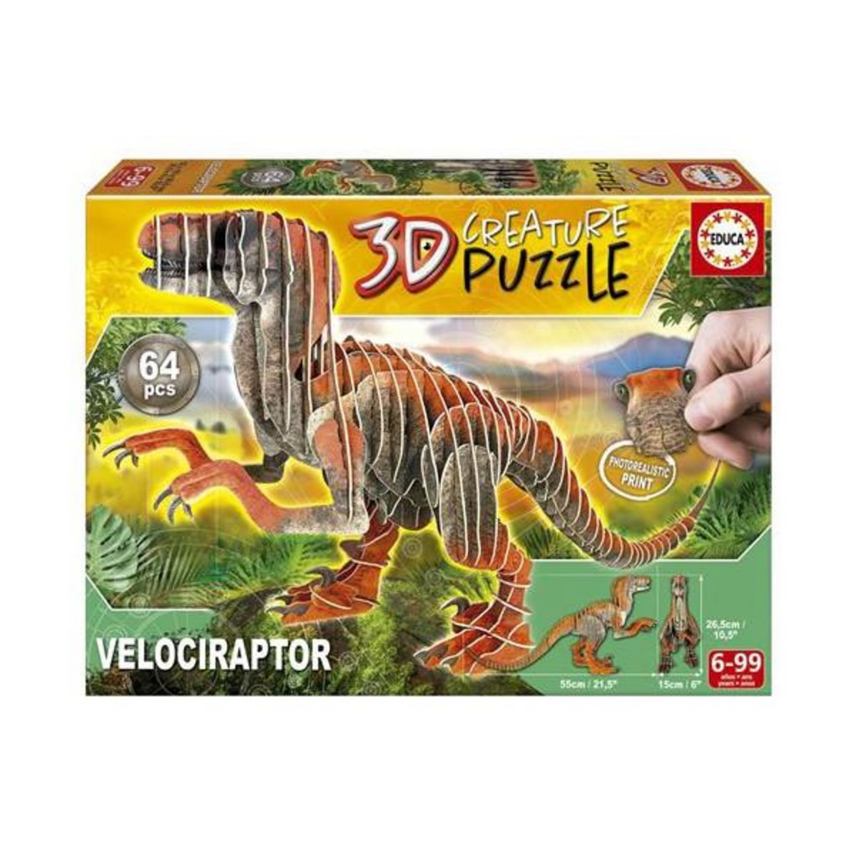 EDUCA Puzzle Velociraptor 3d Creature