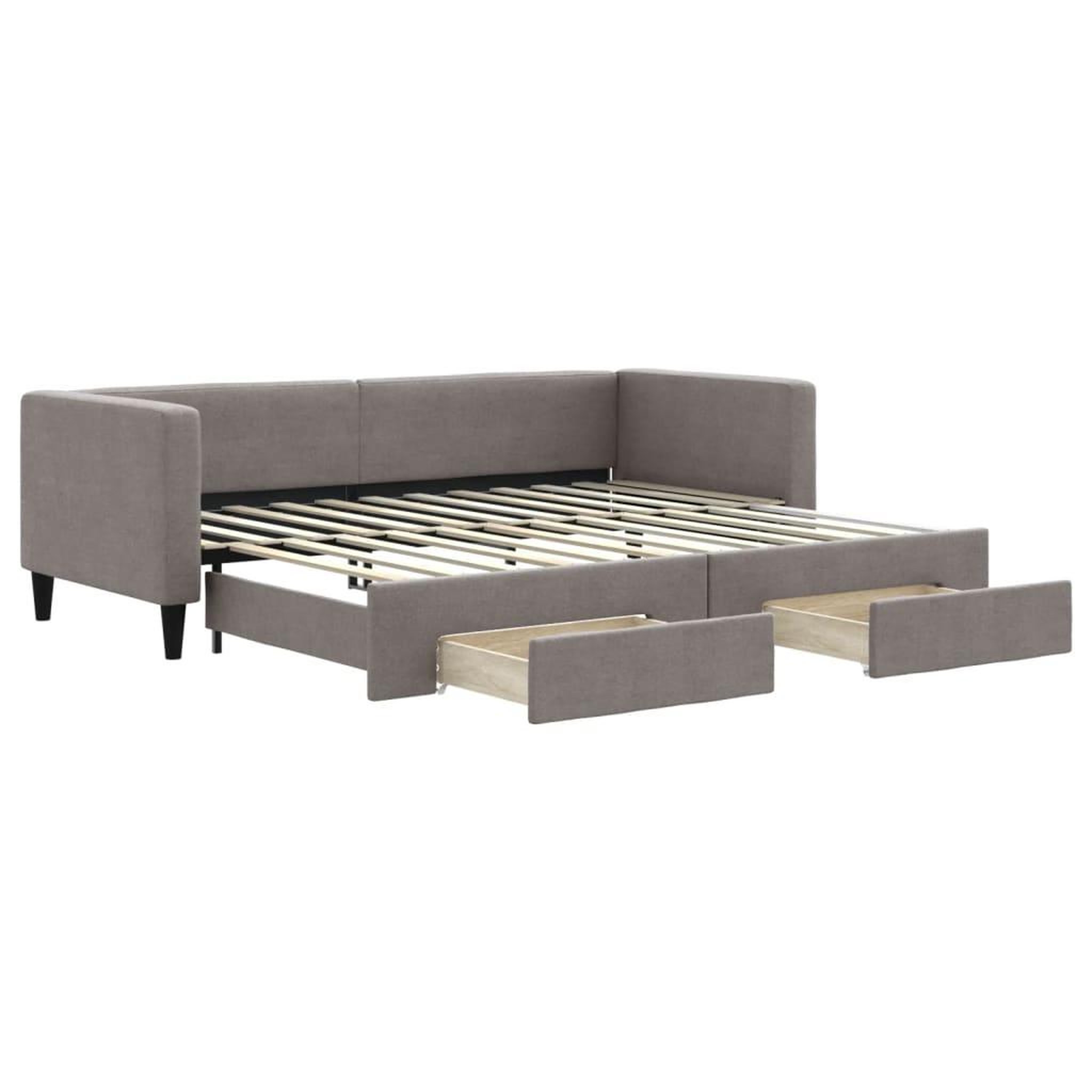 Voir la diapositive 2 : VIDAXL Lit de jour avec gigogne et tiroirs sans matelas taupe 80x200cm