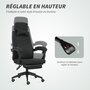 Voir la diapositive 5 : VINSETTO Fauteuil de bureau manager grand confort dossier réglable repose-pied coussin lombaire roulettes 360° lin 62L x 68P x 127H cm noir