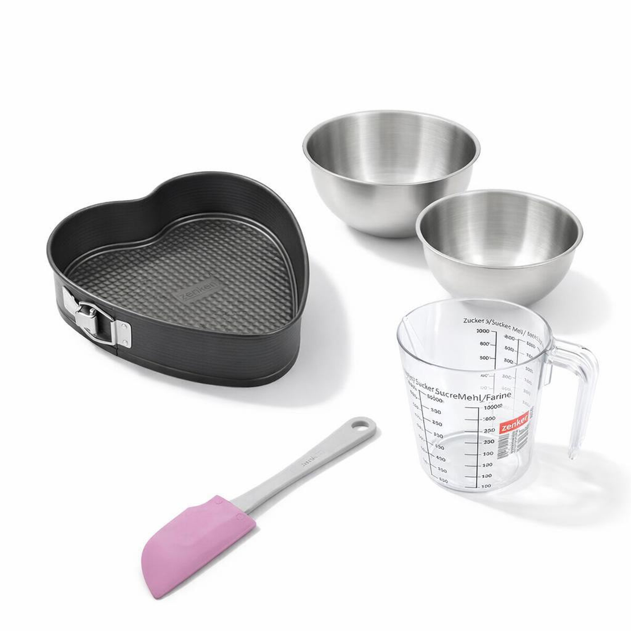 ZENKER Set de 5 ustensiles de pâtisserie moule à gâteaux bol spatule pâtisserie et verre doseur spécial créative spécial créative zenker  spécial créative