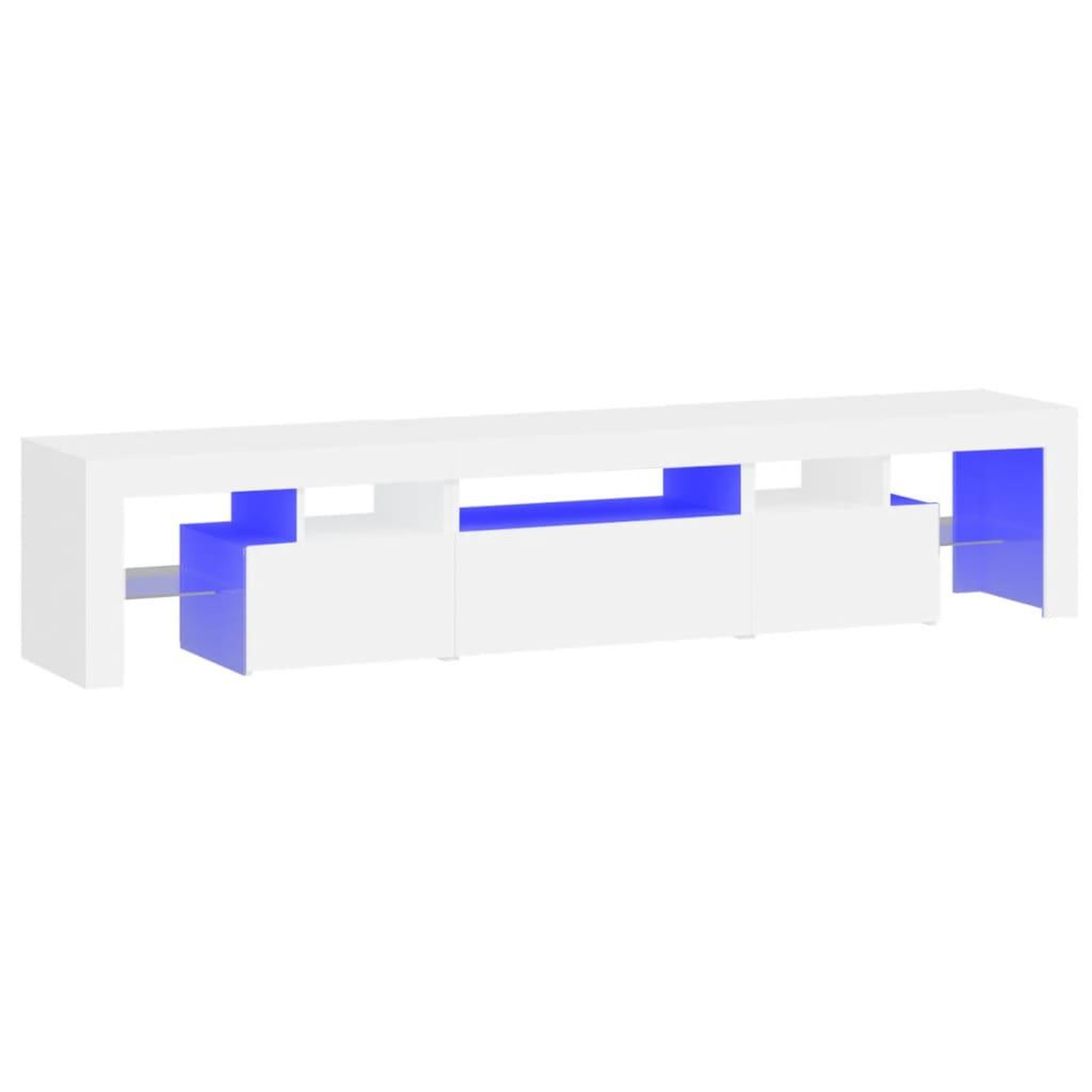 Voir la diapositive 2 : VIDAXL Meuble TV avec lumieres LED Blanc 200x36,5x40 cm
