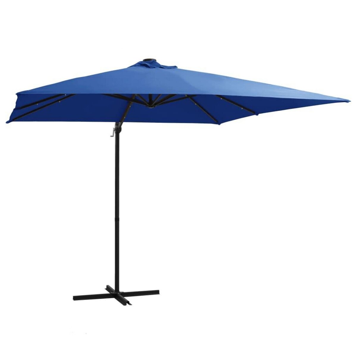 VIDAXL Parasol de jardin en porte-a-faux lumieres LED et mat en acier