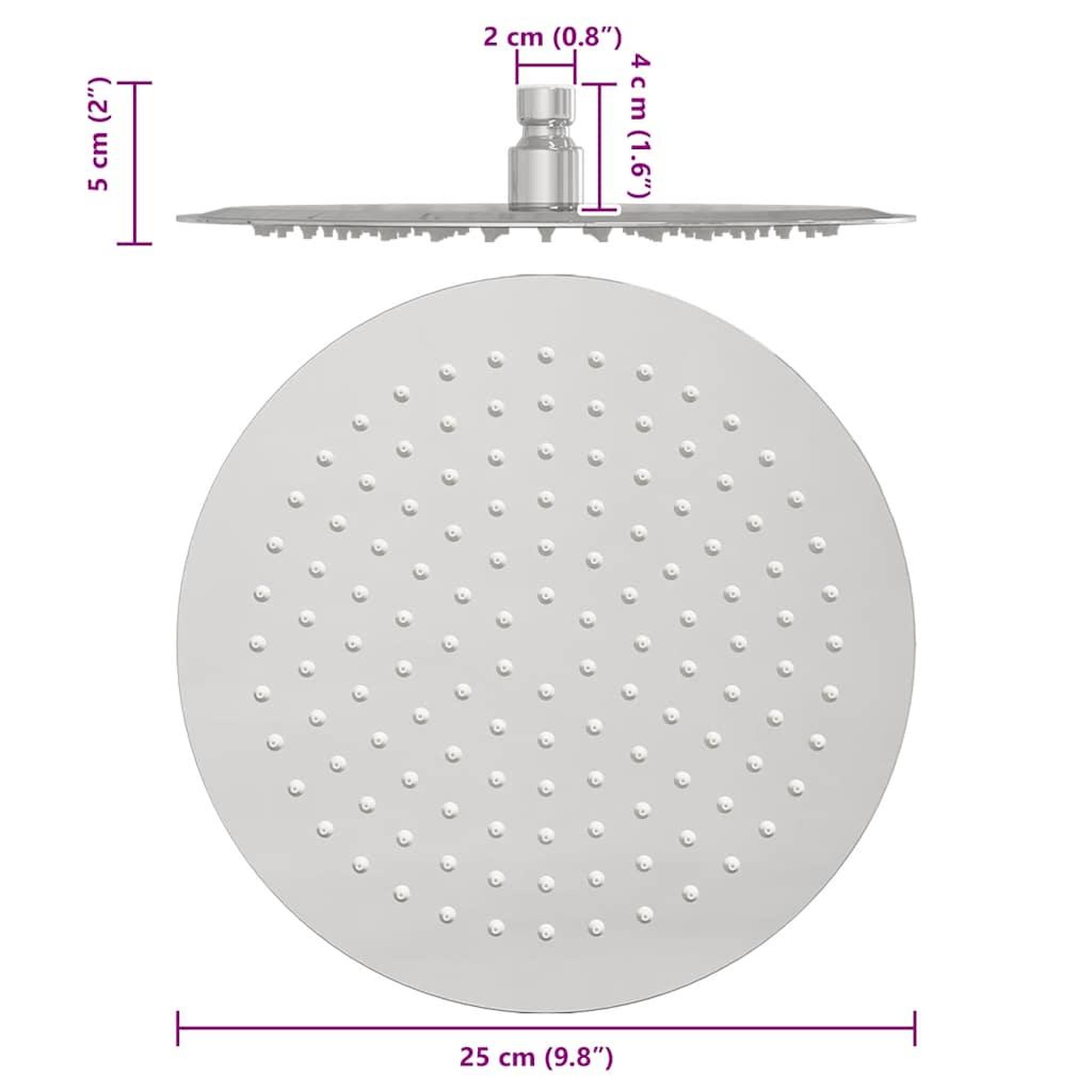 Voir la diapositive 6 : VIDAXL Pomme de douche pluie acier inoxydable 304 25 cm ronde