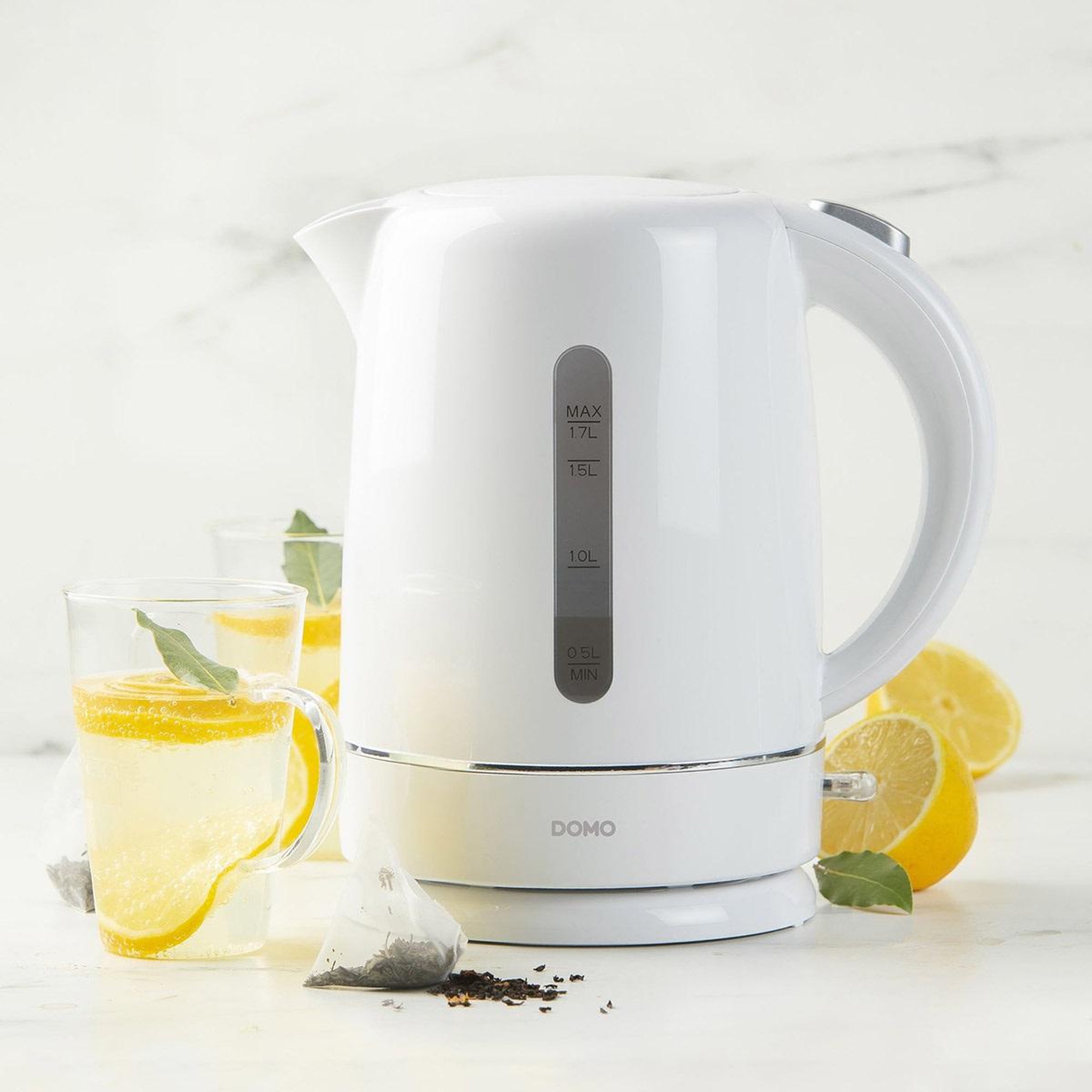 Voir la diapositive 2 : Domo Bouilloire sans fil 1.7l 2200w blanc - do9257wk