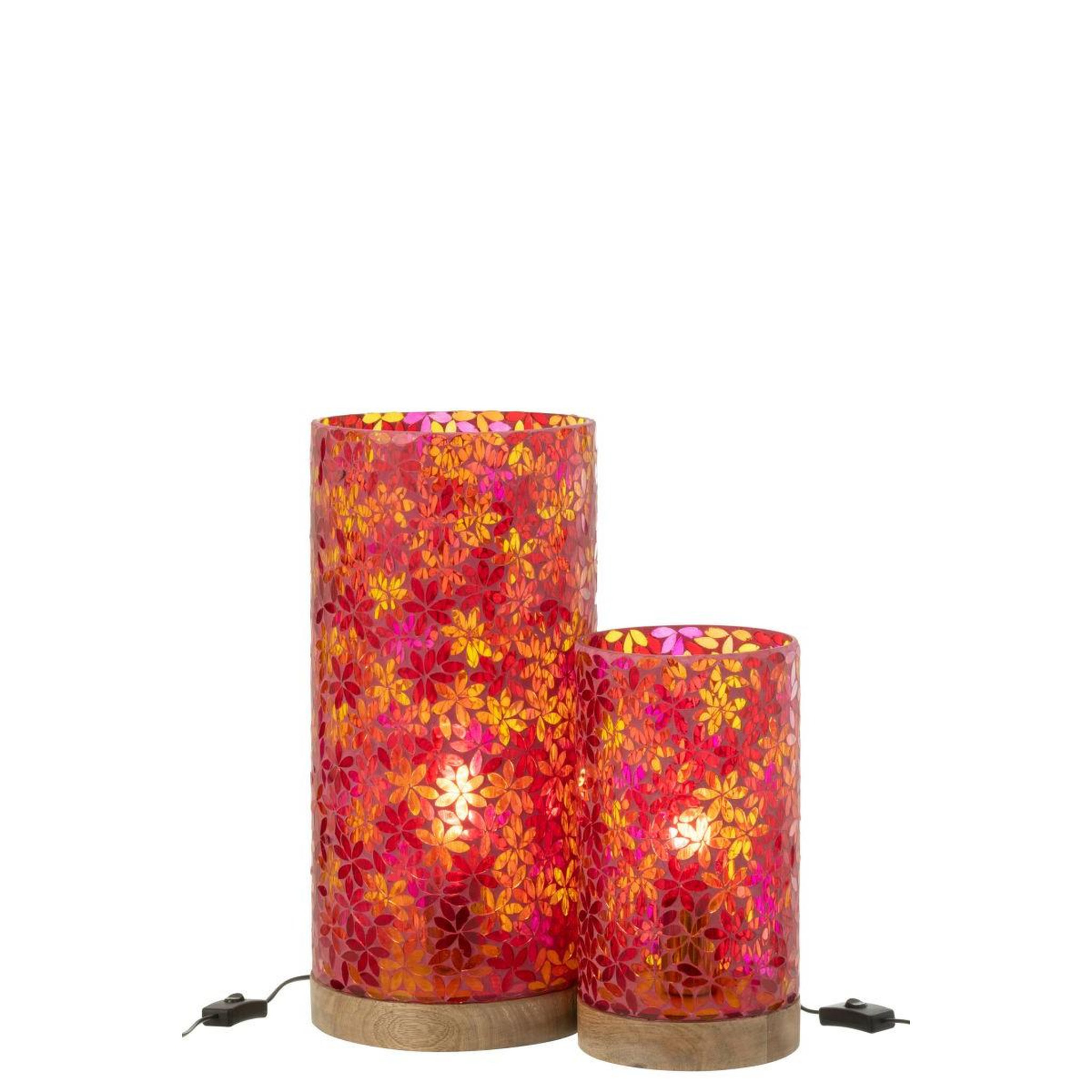 Voir la diapositive 5 : J-LINE Lampe à poser mosaïque en verre  fleur  45cm multicolore