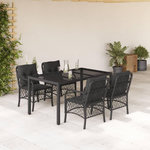 VIDAXL Ensemble a manger de jardin coussins 5pcs Noir Resine tressee