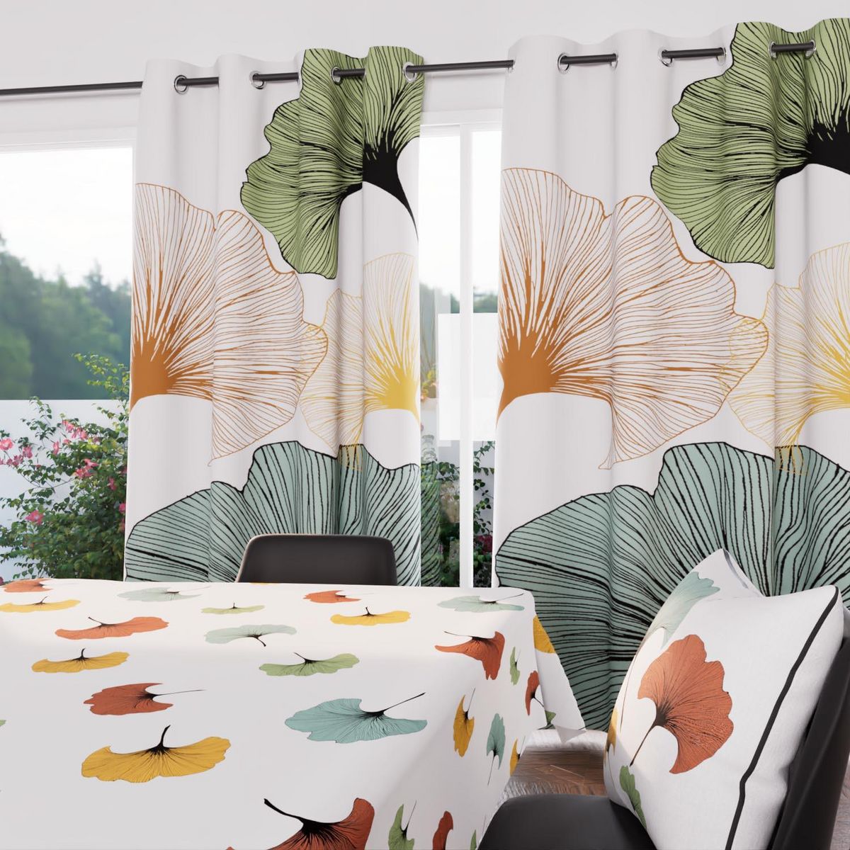 SOLEIL D'OCRE Rideau à oeillets GINKGO, par Soleil d'ocre