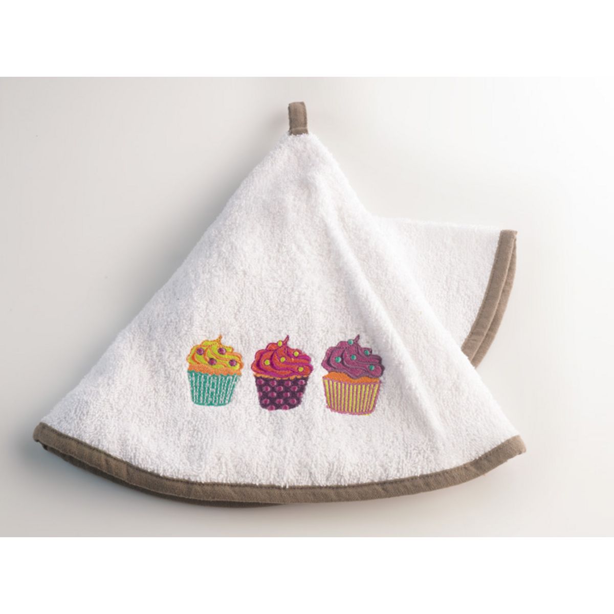 Essuie Main rond coton uni eponge brodé 