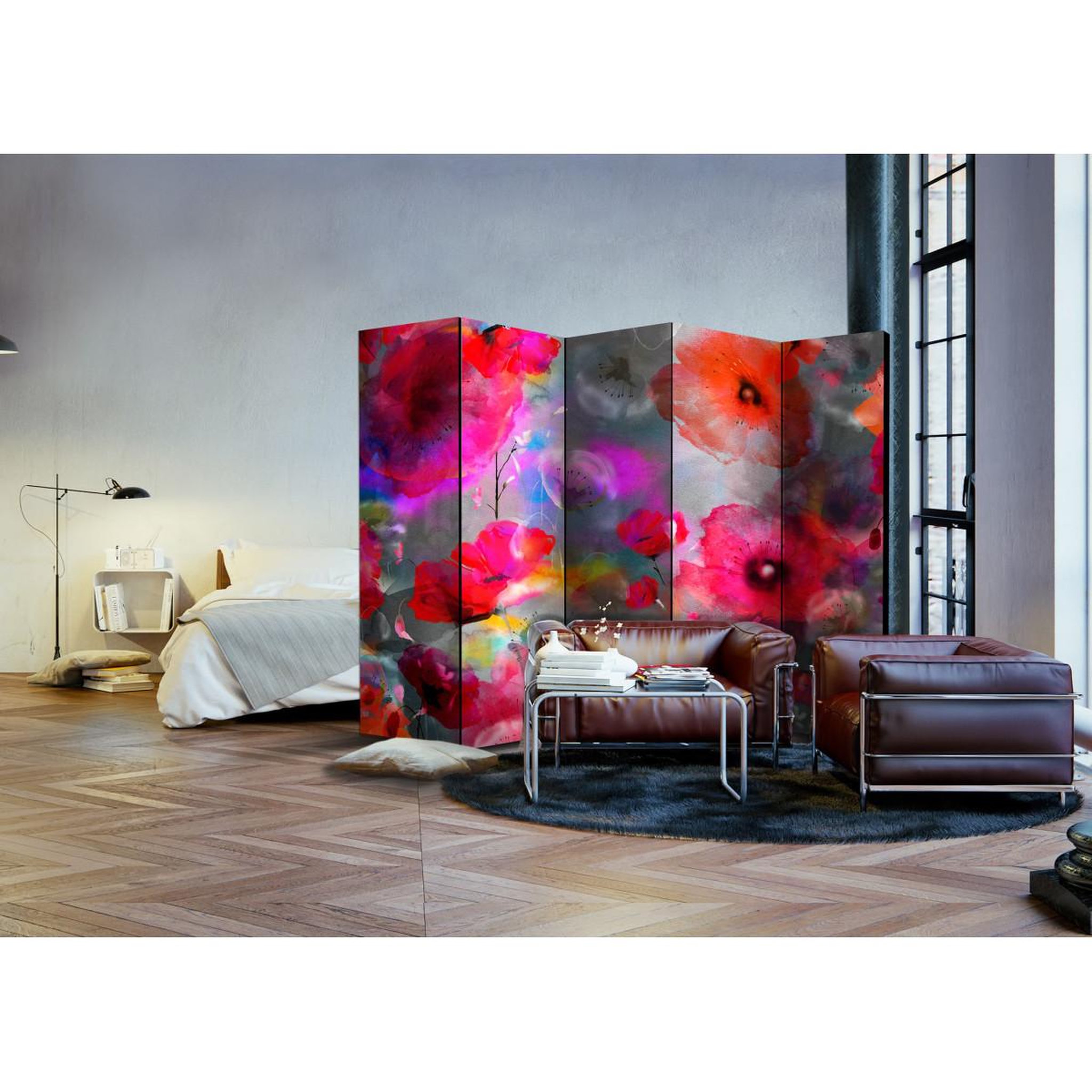 Voir la diapositive 2 : Paris Prix Paravent 5 volets  painted poppies  172x225cm