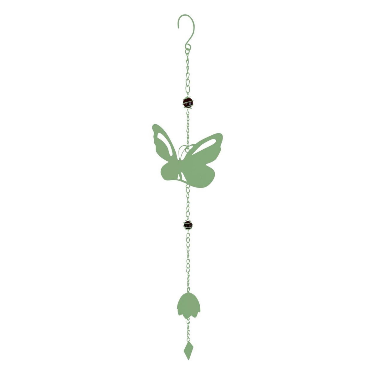 CENTRALE BRICO Carillon en forme papillon avec perles - vert pâle