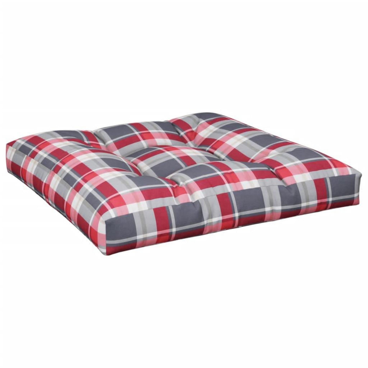 VIDAXL Coussins de palette lot de 2 motif a carreaux rouge tissu