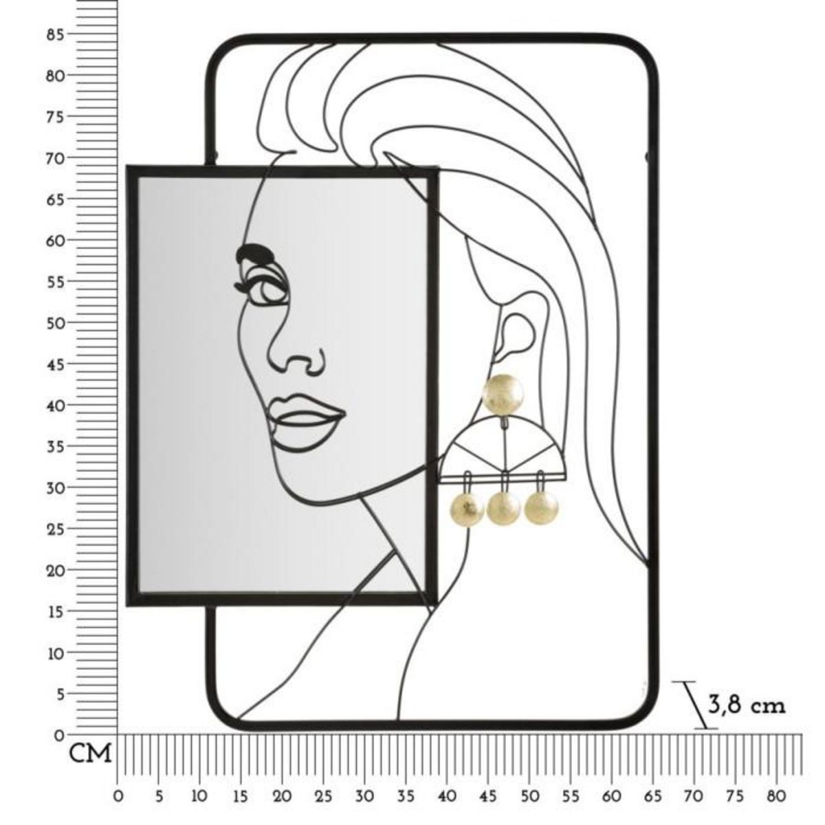 Paris Prix Miroir Mural Design  Éleanor  85cm Noir