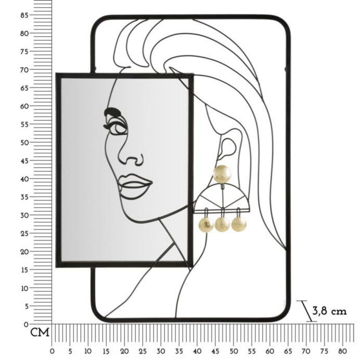 Paris Prix Miroir Mural Design  Éleanor  85cm Noir