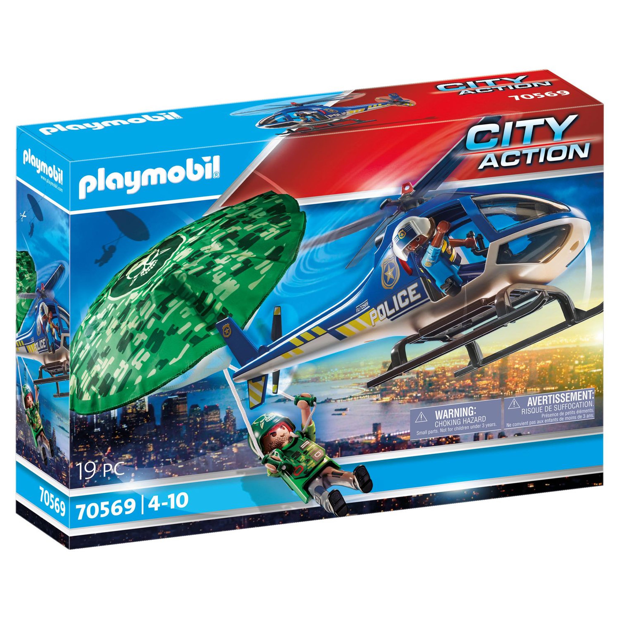 PLAYMOBIL 70569 - City Action - Hélicoptère de police et parachutiste