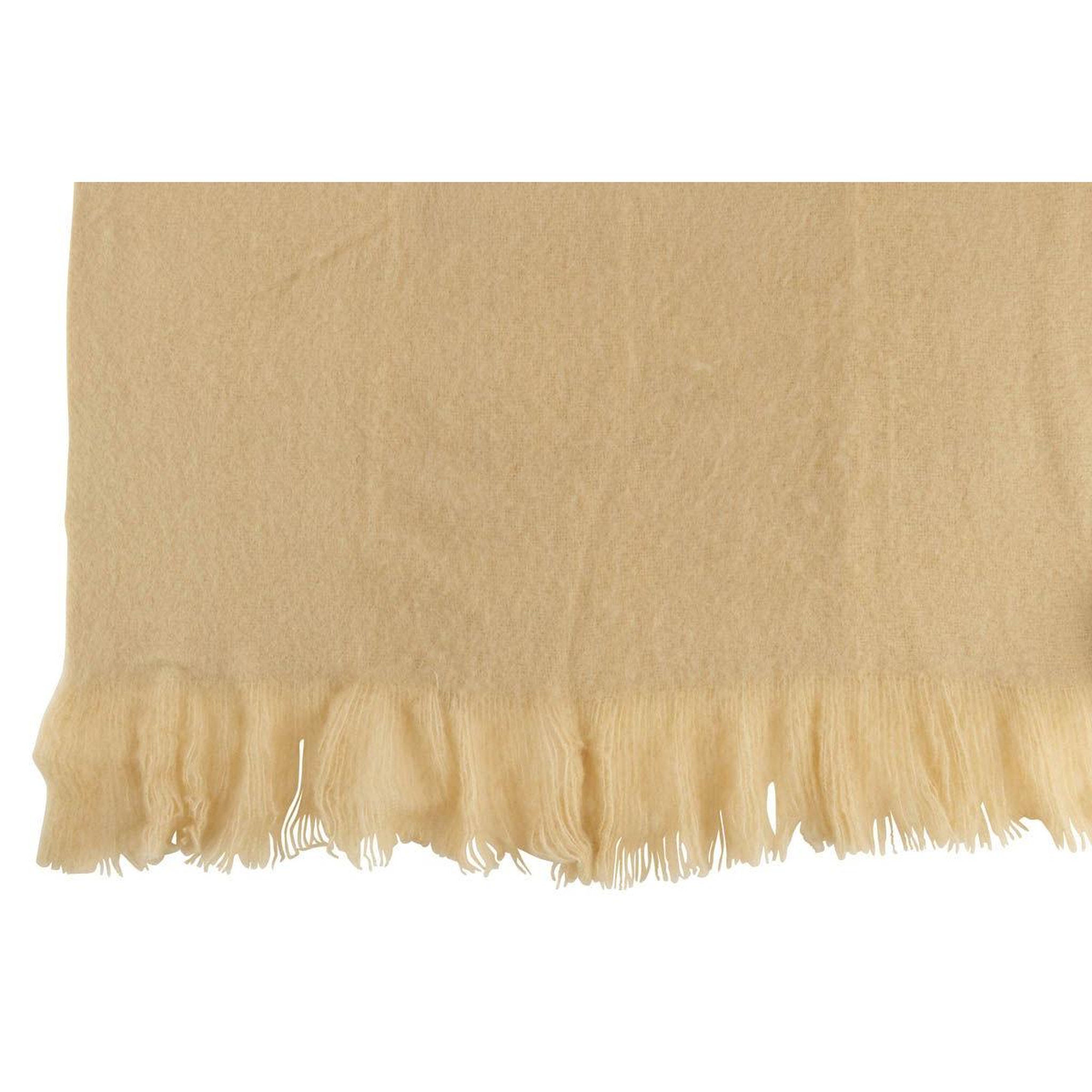 Voir la diapositive 2 : J-LINE Plaid uni à franges  glen  130x180cm beige