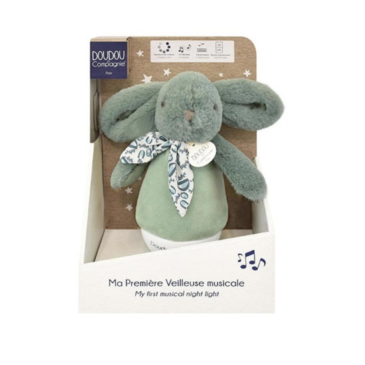 DOUDOU ET COMPAGNIE Veilleuse bebe musicale culbuto verte - 16 cm