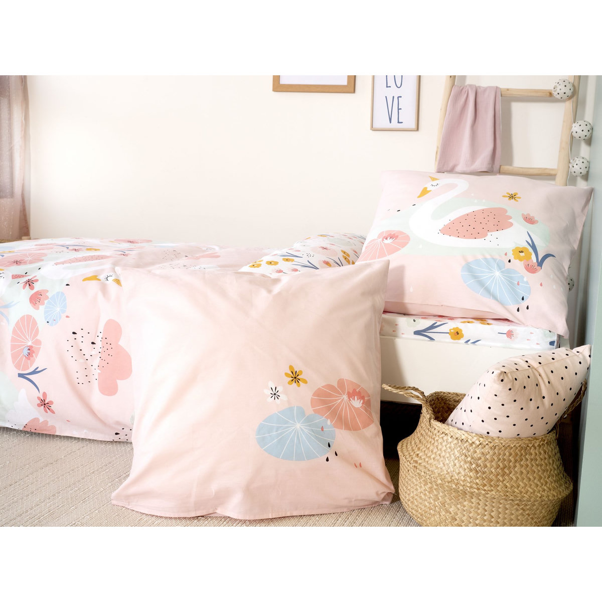 COTE DECO Parure housse de couette enfant coton 57 fils CLARA