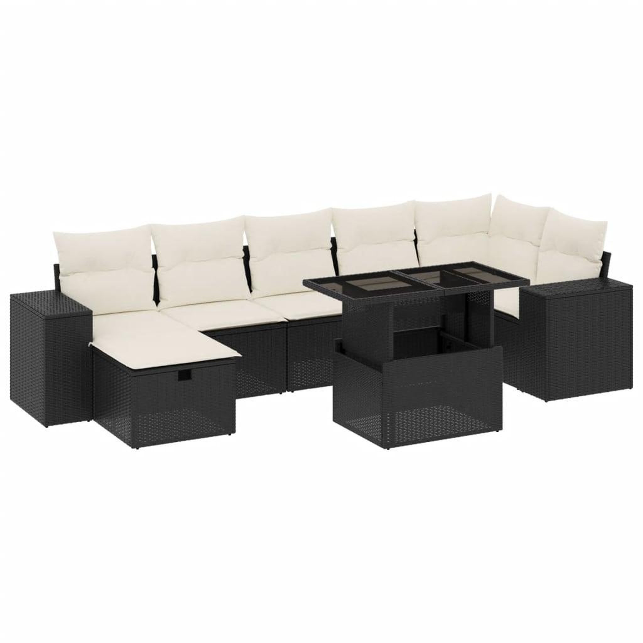 Voir la diapositive 2 : VIDAXL Salon de jardin 8 pcs avec coussins noir resine tressee