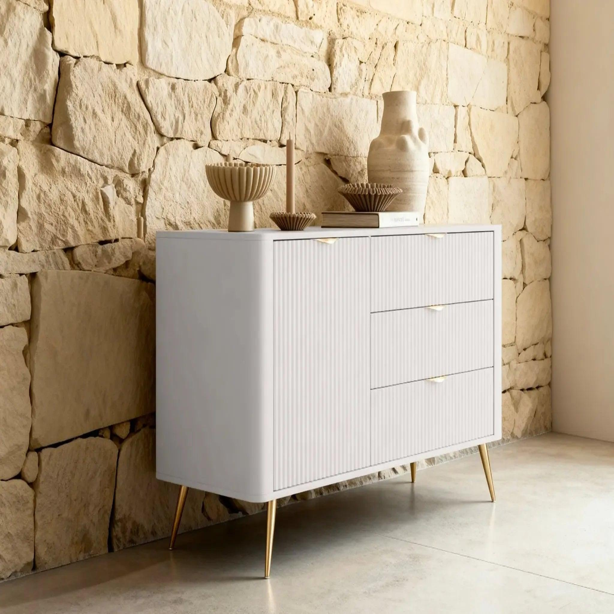 Voir la diapositive 3 : CASANOVA PARIS Joudy mini - mini buffet 138cmeffet rainuré