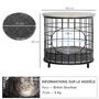 Voir la diapositive 3 : PAWHUT Panier chat cosy grand confort table basse 2 en 1 coussin amovible acier noir panneaux particules aspect bois gris