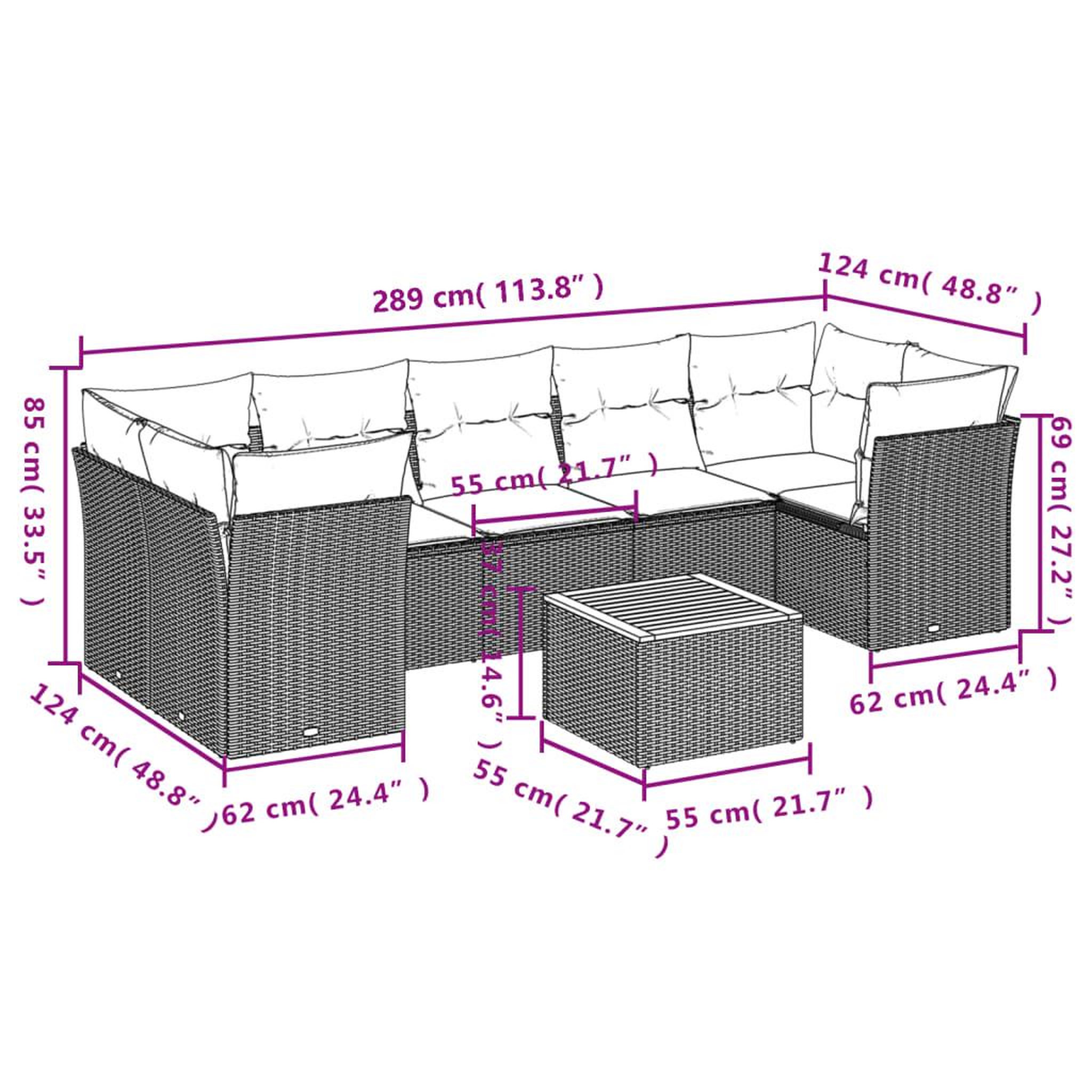 Voir la diapositive 6 : VIDAXL Salon de jardin 8 pcs avec coussins noir resine tressee