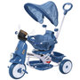 Voir la diapositive 1 : HOMCOM Tricycle enfants évolutif canne, pare-soleil pliable amovible effets lumineux sonores métal blanc PP bleu