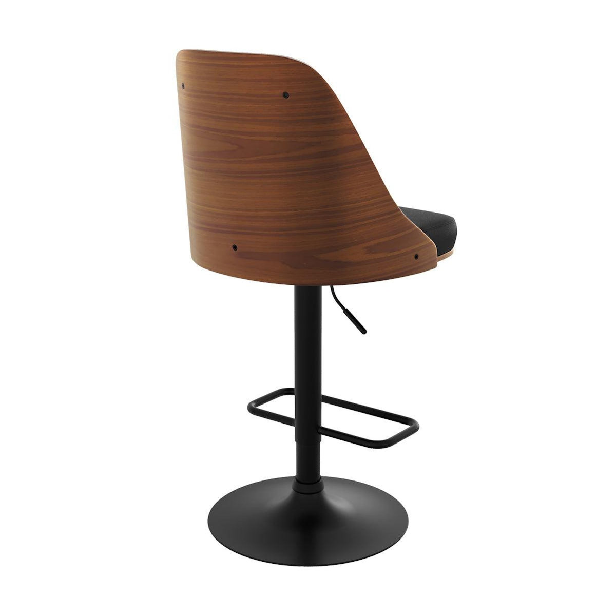 Rendez vous déco Chaise de bar réglable et pivotante en bois foncé et PU noir 56/77 cm - Georges