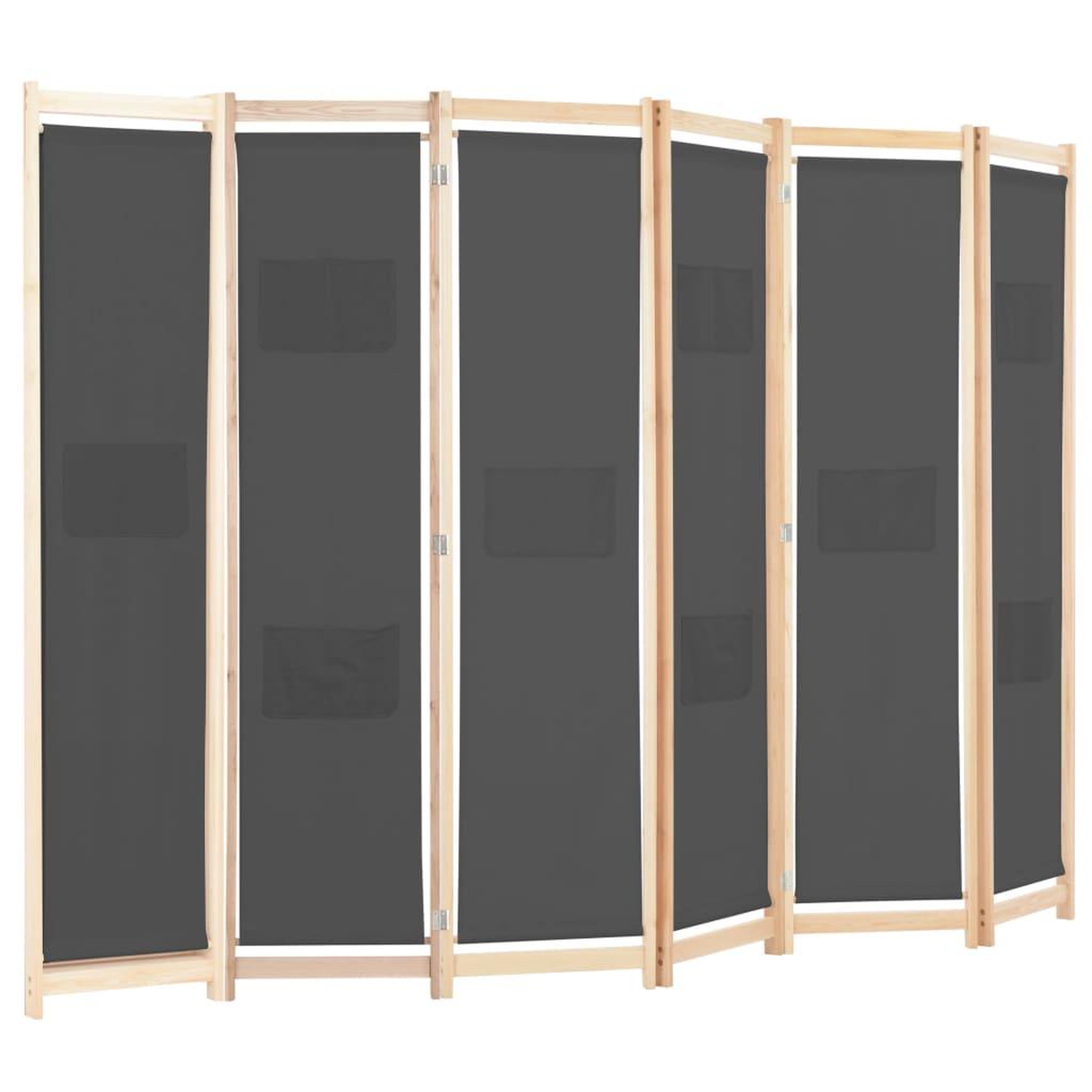 Voir la diapositive 3 : VIDAXL Cloison de separation 6 panneaux Gris 240 x 170 x 4 cm Tissu