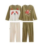 Petit Béguin Lot de 2 pyjamas enfant 2 pièces en velours Gustin. Coloris disponibles : Vert