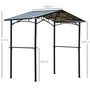 Voir la diapositive 3 : OUTSUNNY Pavillon jardin - abri barbecue - steakhouse 2 étagères - toit de barbecue - dim. 2,46L x 1,49l x 2,30H m - alu. métal noir toit polycarbonate