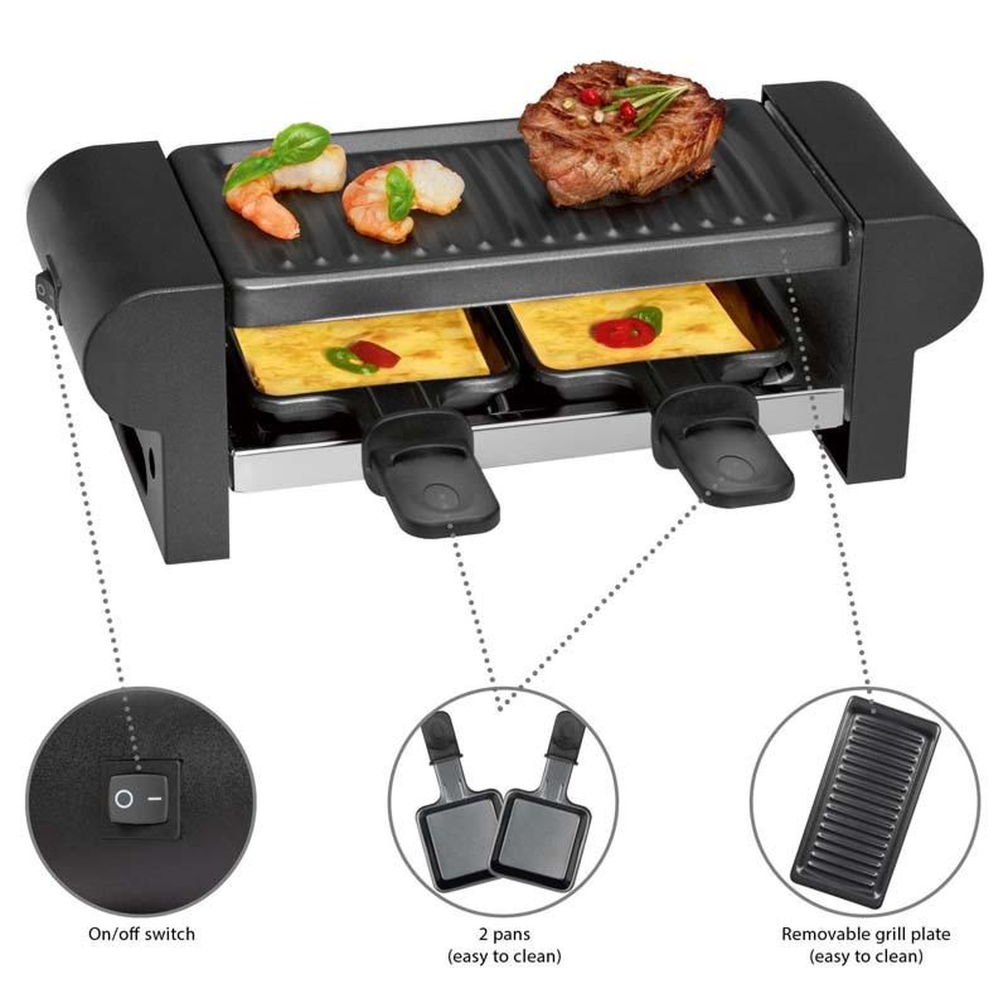 Voir la diapositive 5 : CLATRONIC Grill-raclette pour 2 personnes 263694 clatronic noir