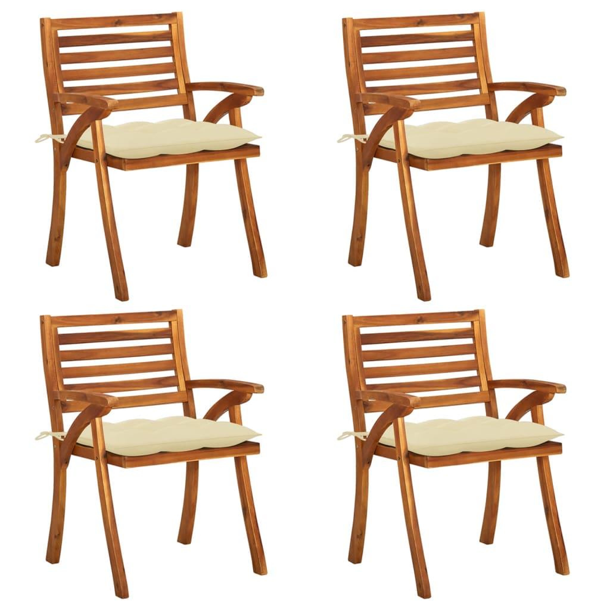 Voir la diapositive 1 : VIDAXL Chaises de jardin avec coussins lot de 4 Bois de teck solide