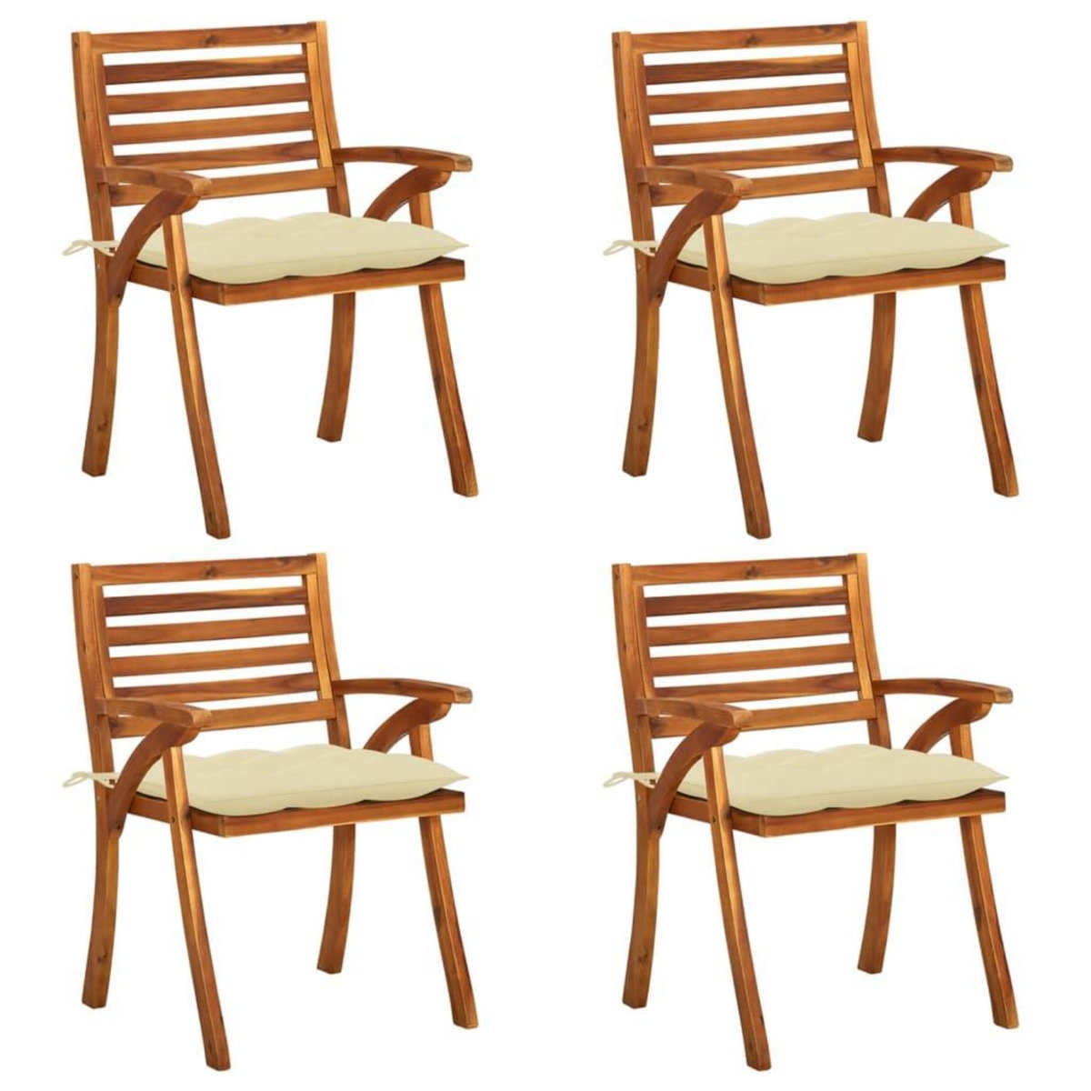 VIDAXL Chaises de jardin avec coussins lot de 4 Bois de teck solide