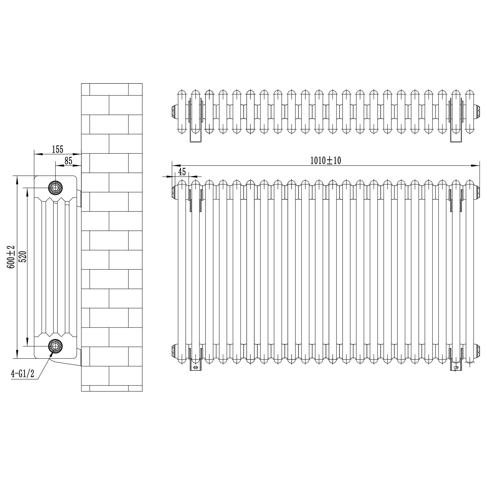 Voir la diapositive 5 : MONSTERSHOP Radiateur traditionnel à 4 colonnes - 600 x 1010 mm