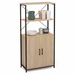 ID MARKET Buffet haut 2 portes H. 125 cm DETROIT avec étagères design industriel