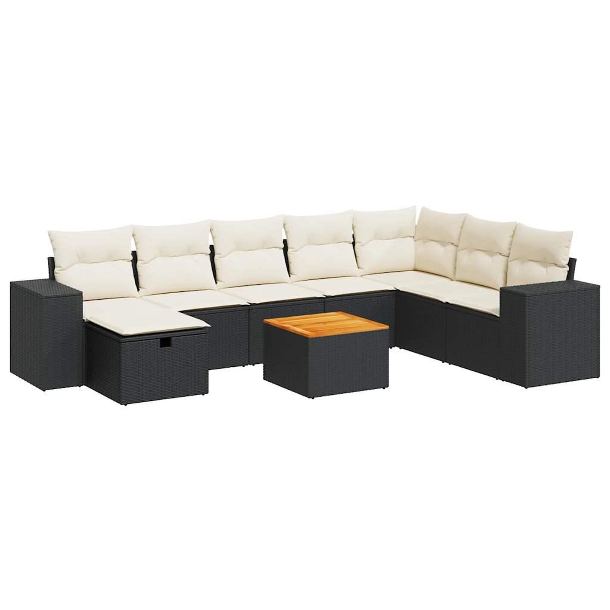 Voir la diapositive 2 : VIDAXL Salon de jardin 9 pcs avec coussins noir resine tressee