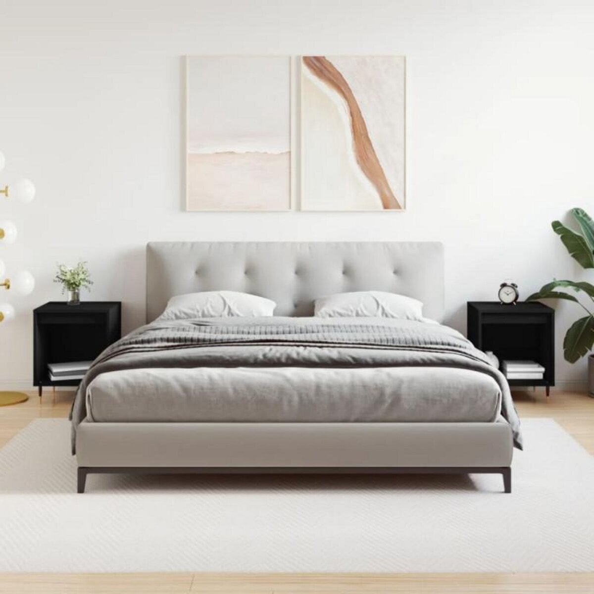 VIDAXL Tables de chevet 2 pcs noir 40x35x50 cm bois d'ingénierie