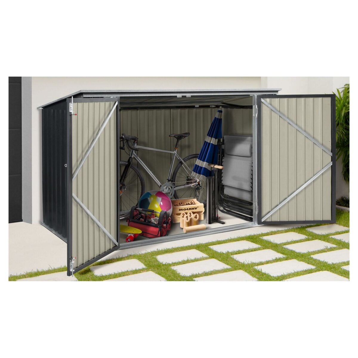 Jardikt Abri de jardin multi rangements métal 1,8m² pas cher Auchan.fr