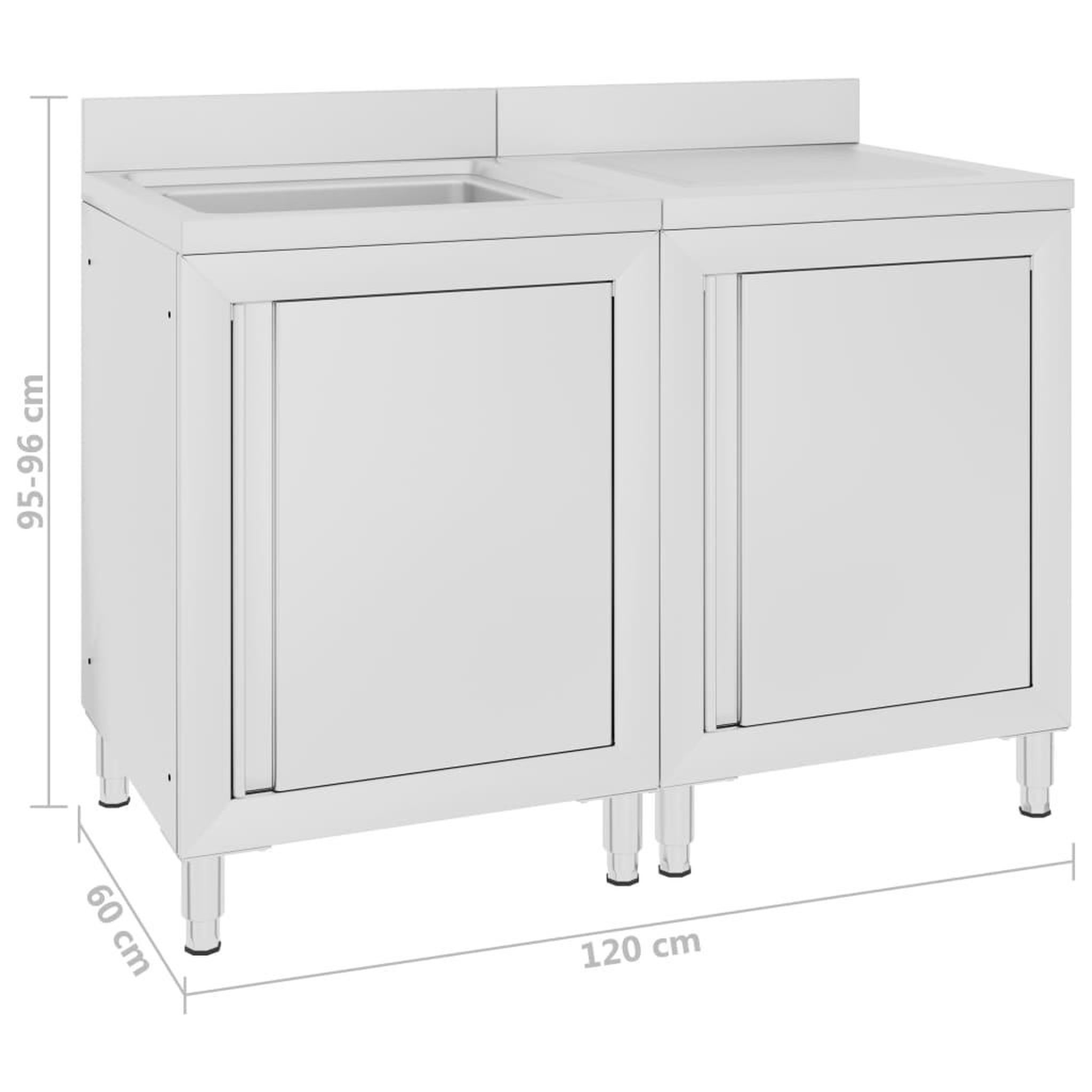 Voir la diapositive 6 : VIDAXL Evier de cuisine commercial Acier inoxydable 120x60x96 cm