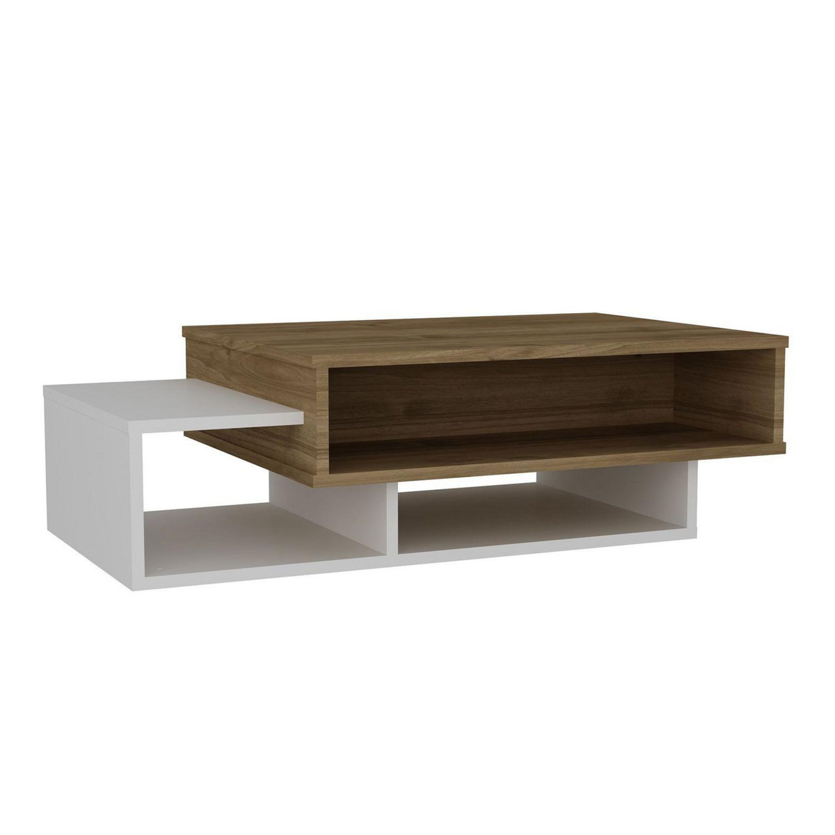 TOILINUX Table basse design scandinave Taby - L. 105 x H. 32 cm - Marron noix